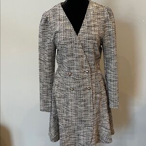 Black & White Tweed Wrap Dress - new size 10